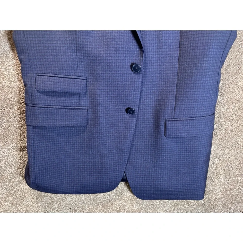 CALVIN KLEIN Mens Blue Black Check Two button Sport Coat Suit Jacket blazer 42 B